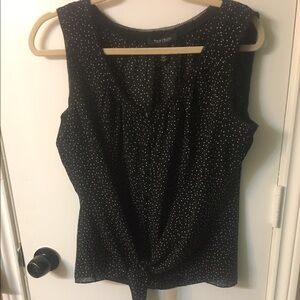 White House Black Market Black and White Polka Dot Top